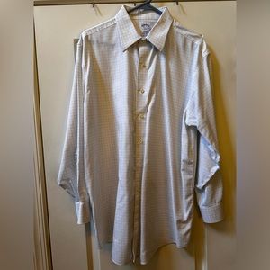 Men’s vintage Brooks Brothers dress shirt – white/blue windowpane – 16 1/2–2/3